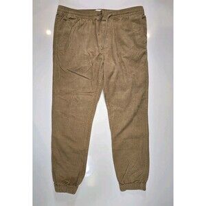 Tan Corduroy Jogger Pants Men’s 38x29 Elastic Waist Drawstring Casual XL